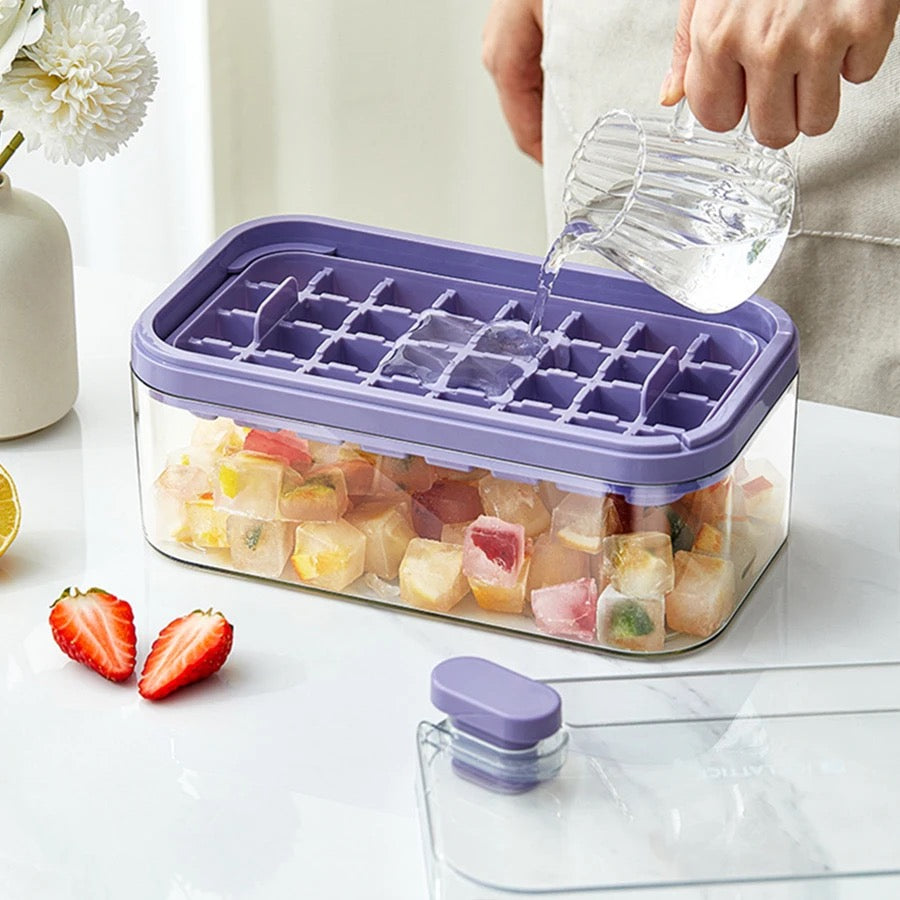 Button Press Ice Cube Tray, 31 Grids One Button Press Ice Cube Tray With Storage Box, Ice Cube Molds Ice Box, New Ice Cube Tray With Lid and Bin, Stackable Easy Release Ice Trays for Beverages Button Press Ice Cube Tray, 31 Grids One Button Press Ice Cube Tray With Storage Box, Ice Cube Molds Ice Box, New Ice Cube Tray With Lid and Bin, Stackable Easy Release Ice Trays for Beverages